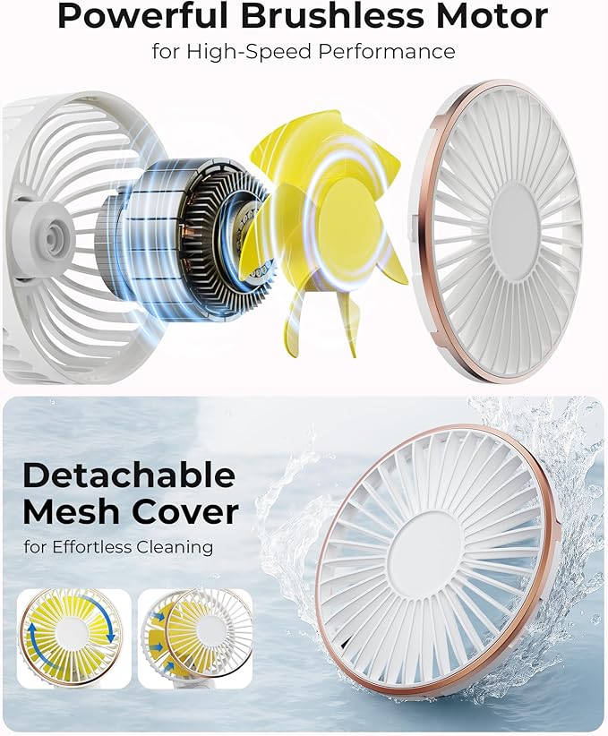 Portable Handheld Fan, Portable Fan Rechargeable, 4000mAh, 180° Adjustable, 6 Speed Wind, Display Electricity in Real Time, USB Rechargeable Foldable F an, Quiet Personal Fan with Power Bank