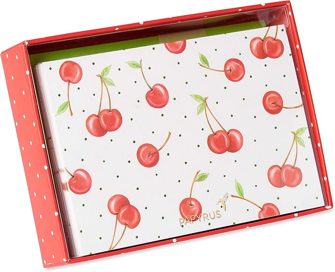 Papyrus Blank Cards with Envelopes, Cherries (12-Count)