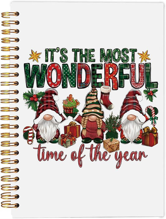 Gnome Christmas Notebook, It's the Most Wonderful Time of the Year Christmas Journal, Gnome Gifts, Christmas Office Gifts for Coworkers, Christmas Spiral Notebook 5.5x8.3 Inch