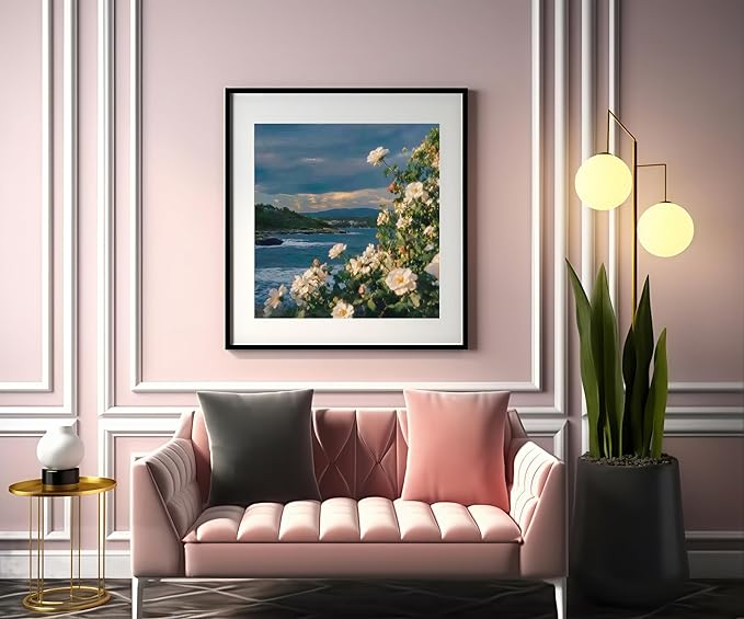 Paint by Numbers Kit for Adults Beginner,Coastal White Rose Paint by Number Kits Canvas Without Framed,Flower DIY Acrylic Oil Painting Adults Paint by Numbers Kits for Home Wall Decor 16x16 Inch