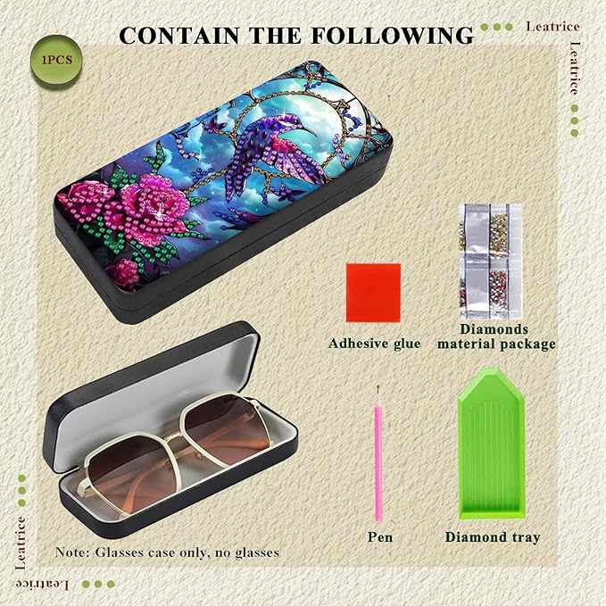 Leatrice Animal Diamond Art Kits for Adults Small Diamond Painting Kit Gem Art Paint by Diamonds Dot Eyeglasses Case 5d Diamond Art DIY for Beginner Women Bird