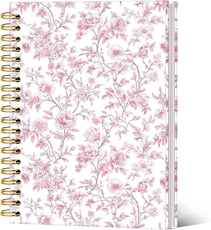 Floral Cute Notebook Journal Gifts for Women, Coquette Pink Gifts Spiral Notebook for Teen Girls，Aesthetic Journal 5.5x8.3 Inch，School Office Supplies
