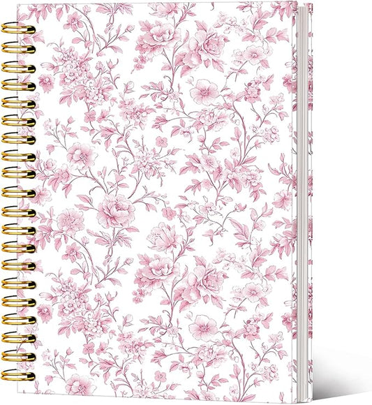 Floral Cute Notebook Journal Gifts for Women, Coquette Pink Gifts Spiral Notebook for Teen Girls，Aesthetic Journal 5.5x8.3 Inch，School Office Supplies
