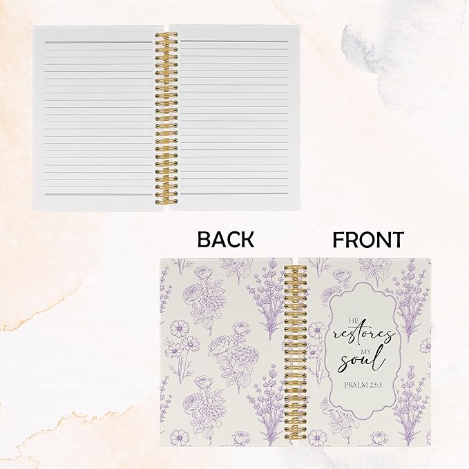 Christian Journal Notebook - Purple Bible Verse Religious Scripture Notebooks College Ruled for Work School, Gifts for Women, Office Supplies, Hardcover Spiral Notebook 5.5"x8.3"