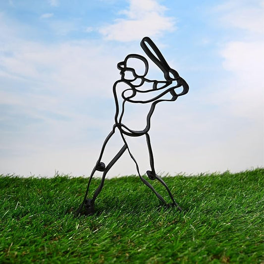 Nexus Box Baseball Sculpture – Minimalist Decorative Accent for Baseball Fans & Modern Home Decor | Collectible Sports Art Design (Baseball Batting Stance Matte Black)