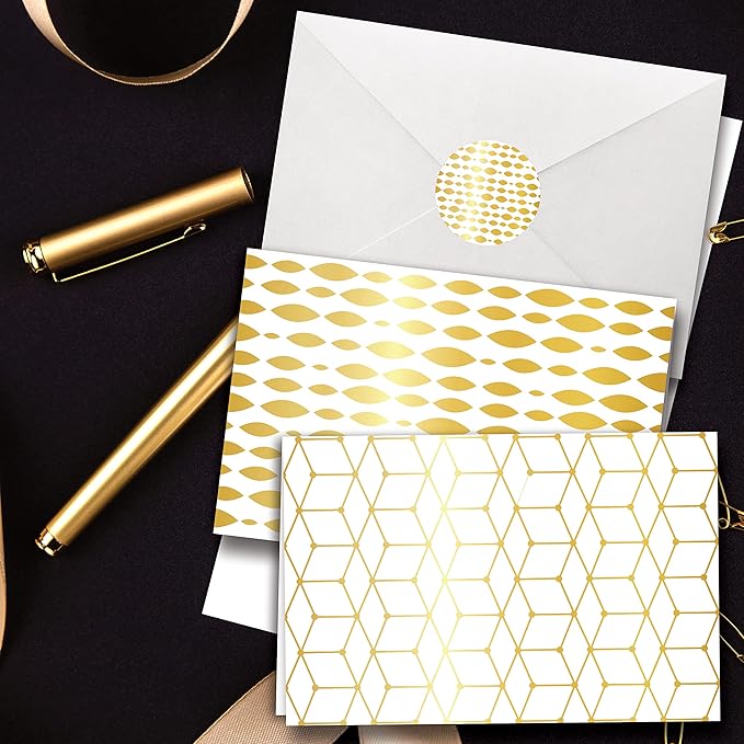 Smart Scribble 50 Blank Cards and Envelopes, Assorted Greeting Cards for All Occasions, 4x6” Blank Note Cards with Envelopes and Matching Stickers- 10 Elegant Designs, Thank You Card Assortment Pack,