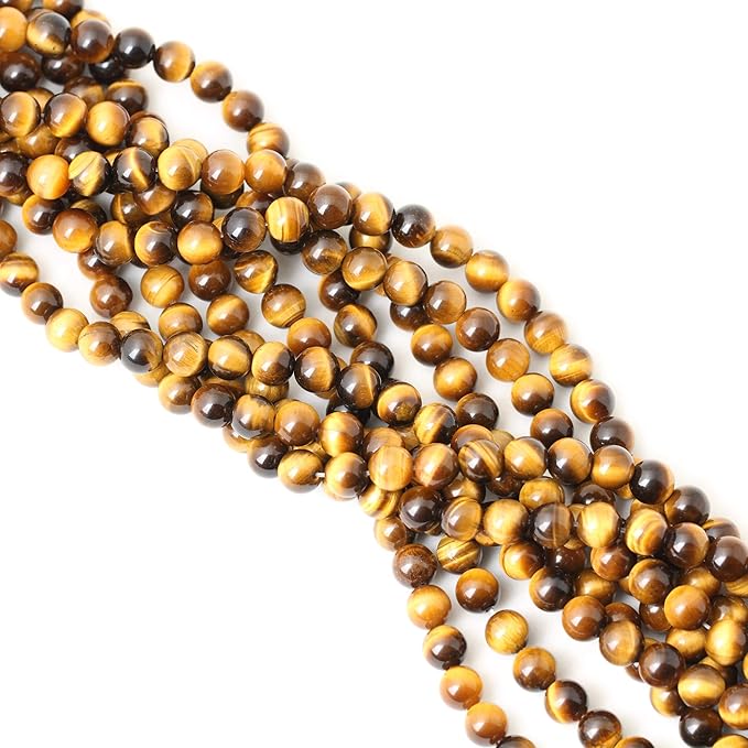 45PCS 8mm Natural Yellow Tiger Eye Stone Gemstone Round Loose Beads for Jewelry Making DIY Findings 1 Strand 15"