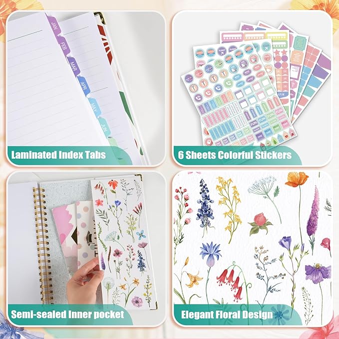 GuassLee Large Planner 2026, Weekly and Monthly Planner from January 2026-December 2026, 8.8"x11.4" Aesthetic Agenda Book with Back Pocket, Stickers, Coated Tabs, A4 Size