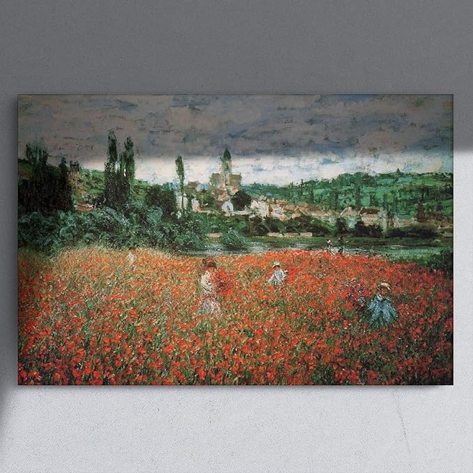 40+ Monet Famous Print Posters Poppy Field near Vetheuil by Claude Monet Impressionism Poster Print for Room Aesthetics Canvas Wall Art Print Unframe 24×36inch(60×90cm)