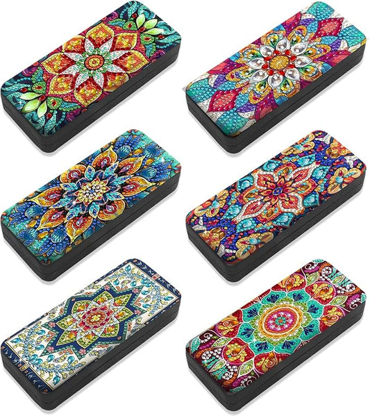 Leatrice 6pcs 5d Diamond Art Kits for Adults Small Diamond Painting Kit Eyeglass Case Hard Shell Gem Art Paint by Diamonds Dots DIY for Beginner Women