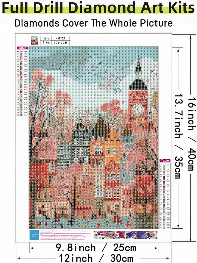 London Streets 5D DIY Diamond Painting Kits for Adults, Diamond Art Kits for Beginners, Full Drill Dot Painting Gem Art Kits for Home Wall Decor11.8 x15.7 Inch