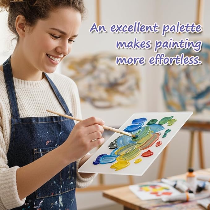 7x9 Inch Neutral Tempered Glass Palette for Oil Painting | Neutral Grey Scratch-Resistant Surface | Keeps Paints Wet & Effortless to Clean | Essential for Artists & DIY Color Mixing