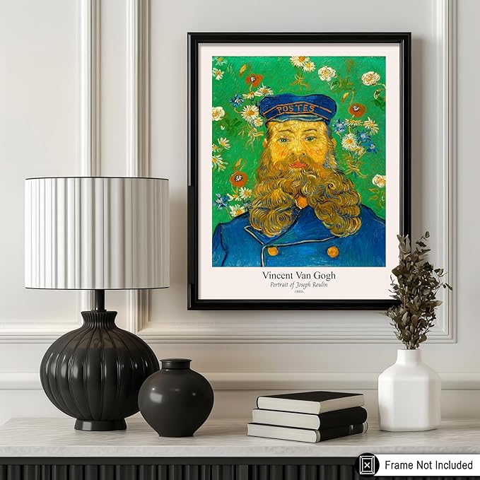 Monem Art Vintage Van Gogh Poster - Retro Portrait of the Joseph Roulin Print - Impressionism Art - Postman Art - Fine Art - Classic Painting Art - Living Room Wall Decor - 11x14 UNFRAMED Wall Art