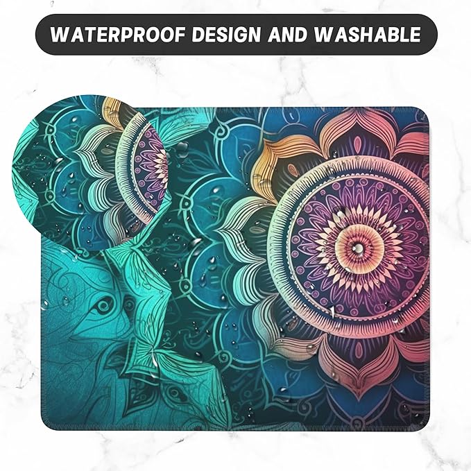 Mouse Pad, Vintage Art Mandala Flower Mouse Pads for Desk,Soft Computer Mouse Mat Square Waterproof Non-Slip Rubber Base Gaming MousePads for Women Men,Laptop,Office