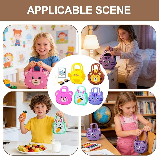 Sewing - Handbag Childrens Sewing Kits | Educational DIY Crafting Set | Sewings Handbag Set | for Beginners Girls Craft Lovers DIY Enthusiasts Birthday Classroom Activity Homeschooling