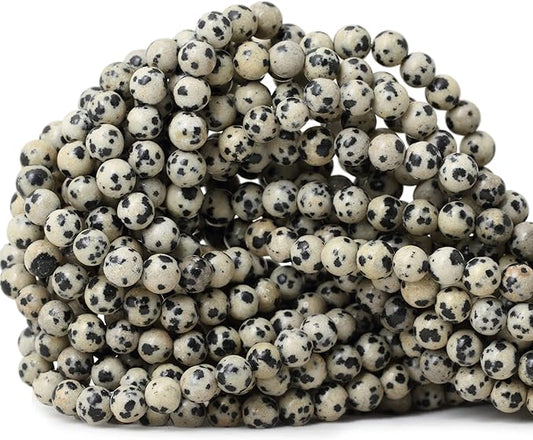 60PCS 6mm Natural Dalmatian Stone Round Loose Beads for Jewelry Making DIY Findings 1 Strand 15"