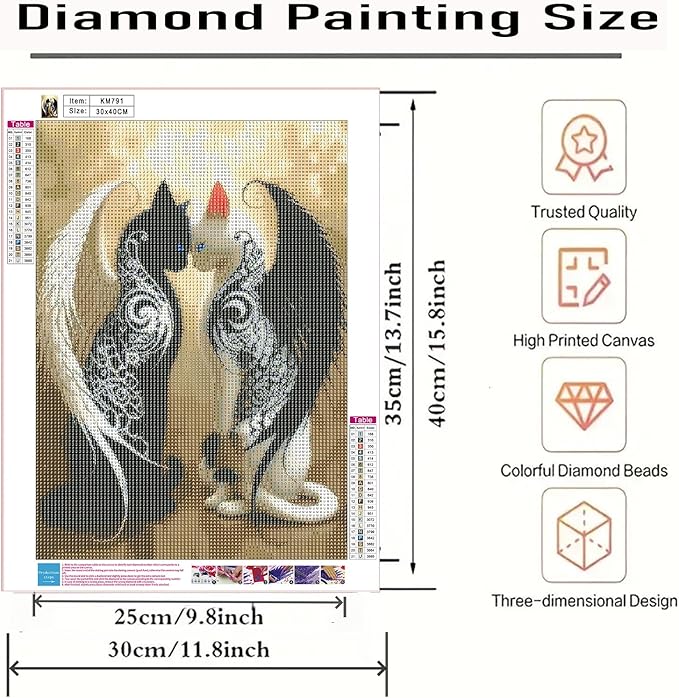 CSZPPQAF 5D Diamond Painting Kits for Adults, Animal Cat Diamond Art Kits for Adults Beginner, DIY Full Drill Cartoon Gem Art Paint by Diamonds Dots Crafts Kits for Home Decor 12x16Inch