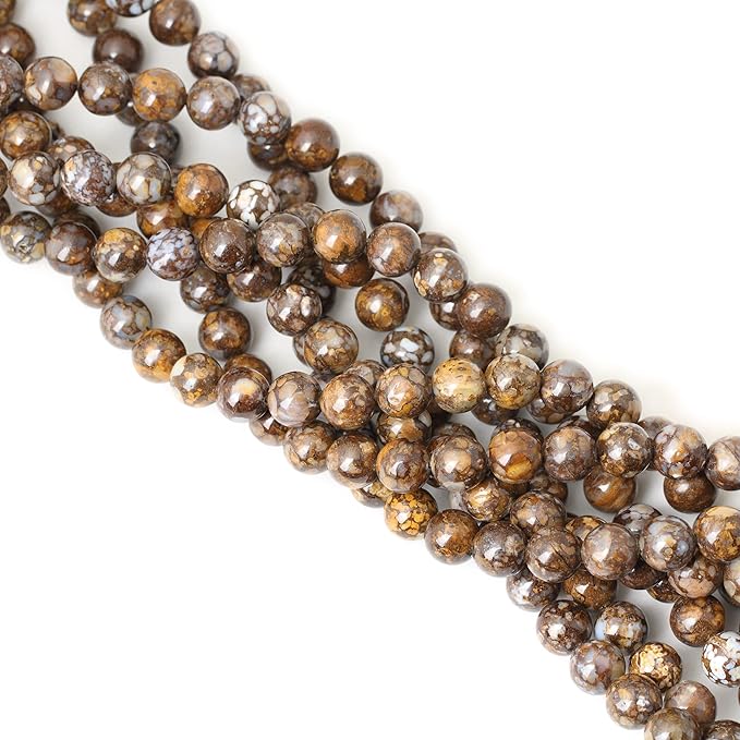 35PCS 10mm Natural Fire Lace Opal Round Loose Beads for Jewelry Making DIY Bracelet Necklace Materials 1 Strand 15"