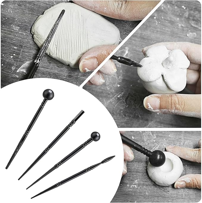 EIGTWEN 100ml Air Dry Clay Glaze and 29pcs Clay tools kit, Matte Clay Varnish Protects Clay from Surface Wear, Pottery Tools Can be Used for Stippling, Carving, Molding, and Shaping Clay Crafts(Matte)