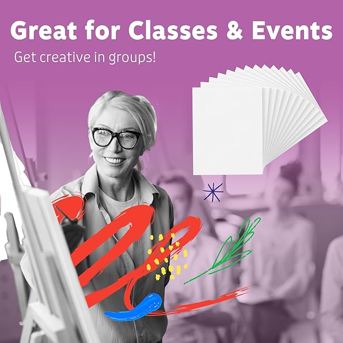 Artlicious Canvases for Painting 12 Packs - 8 x 10” Blank Canvas 100% Cotton Painting Canvas Panels for Acrylic, Oil & Watercolor Paint for Canvas Painting