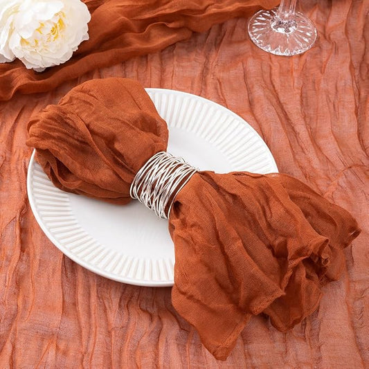 20 Pack Terracotta Cheesecloth Napkins Burnt Orange Spring Cloth Napkins Set of 20 Dinner Napkins Bulk 21x21 Inches for Wedding Bridal Shower Baby Shower Valentine's Day