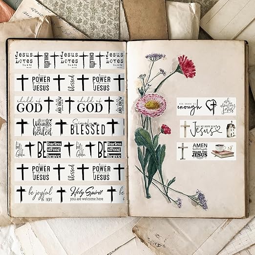 Janlaugh 24 Rolls Christian Washi Tape Gifts Bulk Religious Inspirational Scripture Supplies Bible Verse Tape for Bible Study Journaling Crafting Christmas Stocking Stuffers Gift(Simplicity)