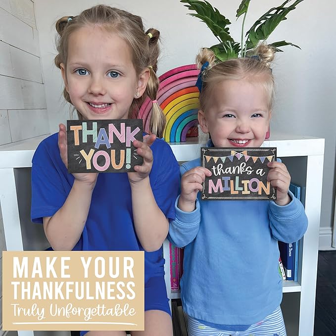 Hadley Designs Bulk Thank You Cards with Envelopes - 54 Kids Thank You Cards For Teachers, Cute Thanks Blank Cards and Envelopes, Fun Appreciation Note Card for Birthday, Baby Shower & Small Business