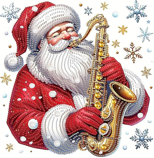 Tontut Diamond Painting Kits for Adult Beginners, Musical Father Christmas 5D Special Diamond DIY Crystal Rhinestone Crafts for Christmas Home Wall Decoration