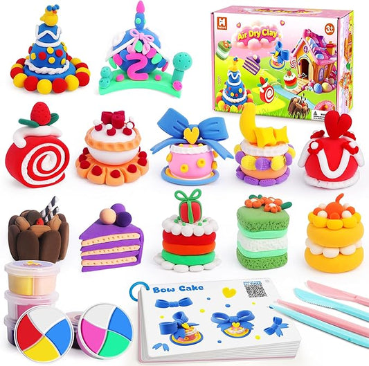 Air Dry Clay for Kids, 12 Boxes Modeling Clay Kit, DIY Molding Clay with Sculpting Tools and Tutorial, Ultra Light, Safe & Non-Toxic, Arts and Crafts Toys Birthday Christmas Gifts for Boys Girls