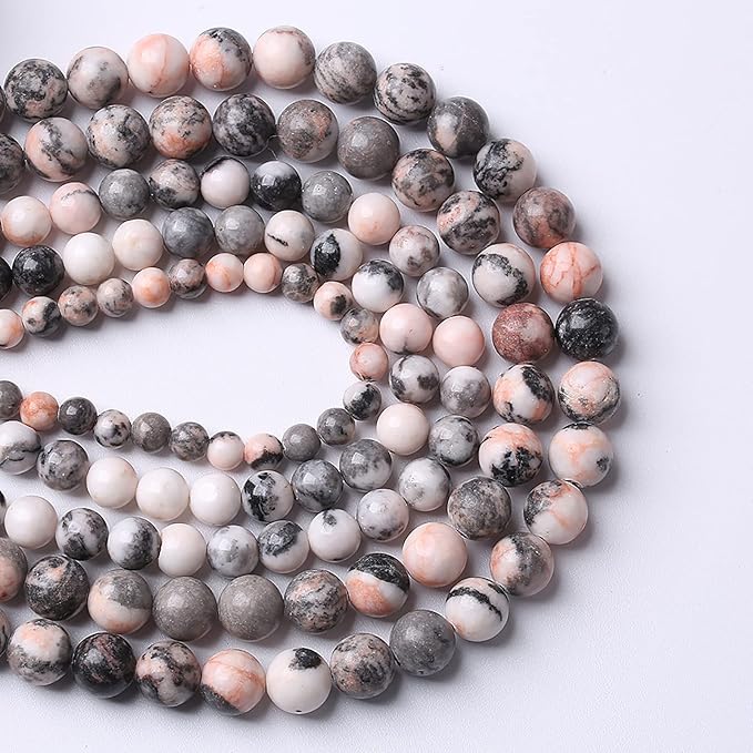 32pcs 12mm Natural Pink Zebra Jaspers Beads Round Loose Beads for Jewelry Making DIY Bracelet Crystal Energy Healing Power Stone (12mm, Pink Zebra Jaspers)