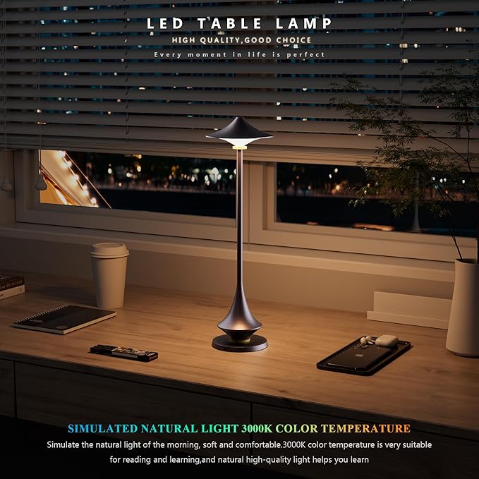 Modern Minimalist Cordless Table Lamp,Rechargeable,Aluminum Alloy Body for Living Room/Bedroom/Kitchen/Outside(Nebula Purple 1 Pack)