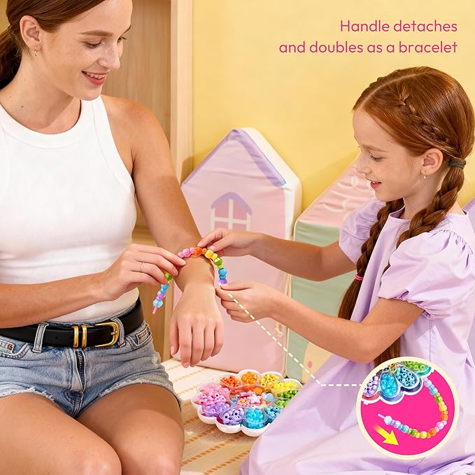 Klever Kits Jewelry Making Kit, Bracelet Making Kit with Bead, Kids Jewelry Bracelet Kit, DIY Kit with 350+ Colorful Beads, Flower-Shaped Storage Case, Crafts Gifts for Girls Ages 3+ by JOVA