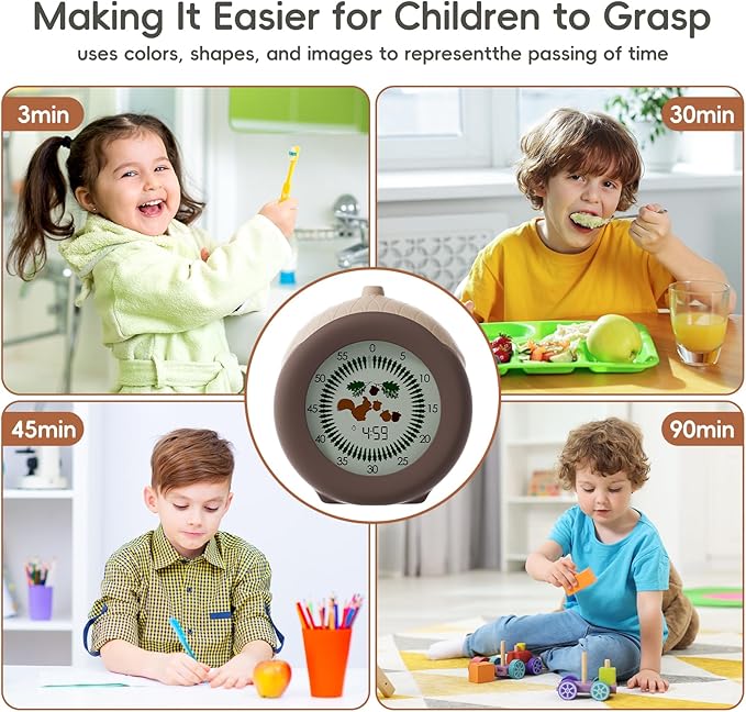 Visual Timer for Kids, 299-Minute Cute Kids Squirrel Timer with Eye-Protection Screen & Protective Case, Homeschool Supplies Study Teaching Time Management Tool