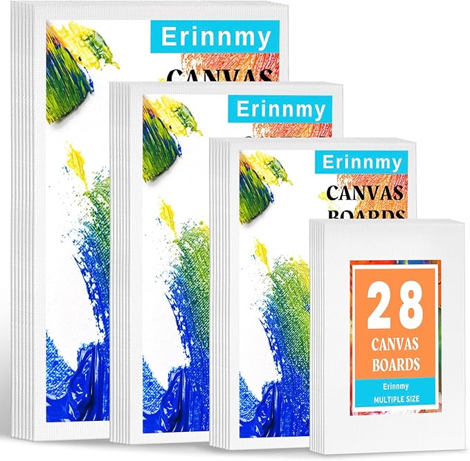 28 Pack Canvas Boards for Painting, White Canvas Panels, Multi Pack 5x7, 8x10, 9x12, 11x14 Gesso Primed Acid-Free Painting Canvases, Blank Canvases for Watercolor Acrylic Oil Tempera Paints