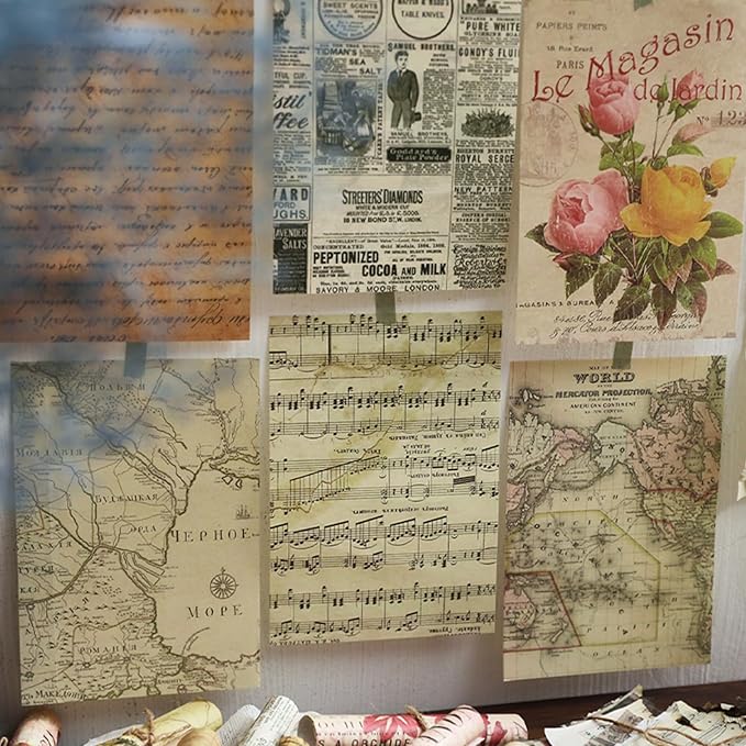 180 Sheets Collage Material Vintage DIY Scrapbook Paper Journaling Scrapbooking Supplies for Notebook Decor Cottagecore Picture Frames DIY Bullet Journal Artwork Art Collage