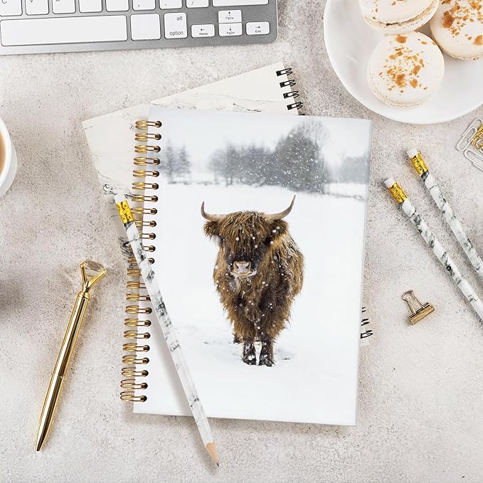 Bible Notebook,Highland Cow Spiral Journal,Christian Journals for Women,Highland Cow Gifts,Winter Highland Cow Spiral Notebook,Spiral Notebook Journal for Work Notes Journaling 5.5x8.3
