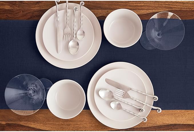 Solino Home Linen Navy Blue Table Runner 60 Inches - 100% Pure Linen Short Table Runner 14 x 60 Inch Ideal for Dresser and Coffee Tables - Diana Medium Weight
