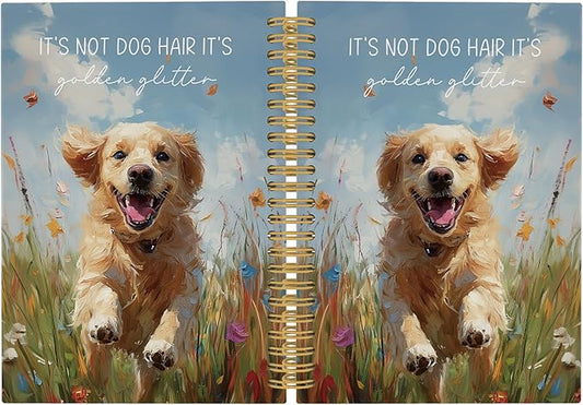 Golden Retriever Journal Notebook - Dog Wildflower Floral Notebooks College Ruled for Work School, Golden Retriever Gifts for Women, Dog Office Supplies, Hardcover Spiral Notebook 5.5"x8.3"