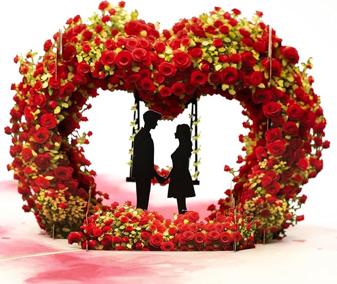 Pop-Up 3D Valentine's Day Card, Love Tree Hearts Greeting Card for Anniversary, Wedding, Engagement - 8" x 6" Cover with Message Note & Envelope - for Wife, Husband, Couple, Girlfriend, Her, Him