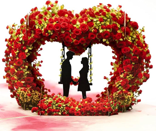 Pop-Up 3D Valentine's Day Card, Love Tree Hearts Greeting Card for Anniversary, Wedding, Engagement - 8" x 6" Cover with Message Note & Envelope - for Wife, Husband, Couple, Girlfriend, Her, Him
