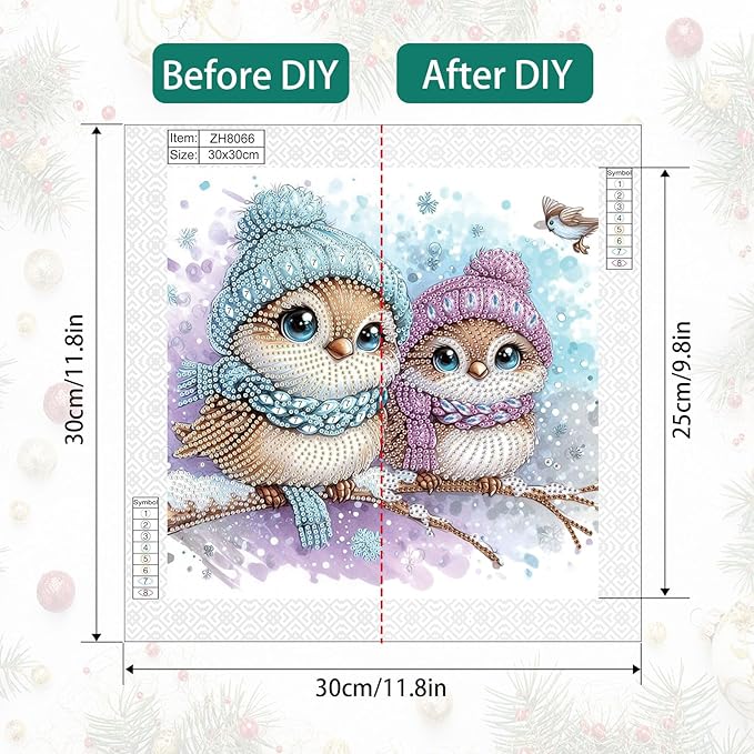 Tontut Diamond Painting Kit for Adult Beginners, Owl 5D Special Diamond DIY Crystal Rhinestone Crafts for Home Wall Decoration