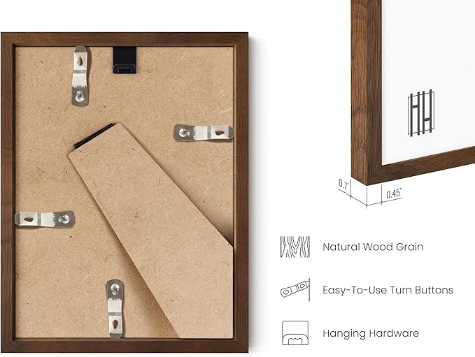 HAUS AND HUES 6x8 Walnut Oak Frame - Wooden Poster Holder, Rustic Wall Display
