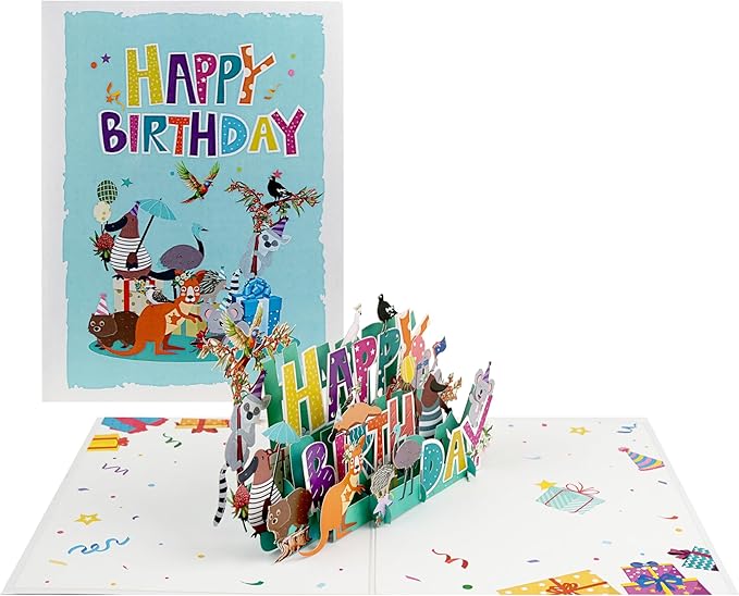 3D Happy Birthday Pop-Up Cards With funny Animal Handmade Gift for Boy, Girl, Wife, Men Inches Aniversary Wedding Christmas Australian animals Birthday Gift for Friend
