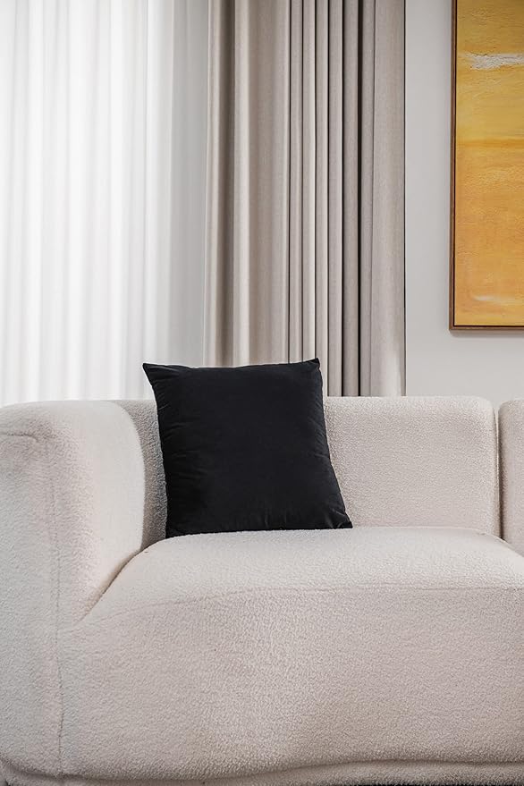 Decorative Pillow Covers 24x24 Black: 2 Pack Cozy Soft Velvet Square Throw Pillow Cases for Farmhouse Home Decor