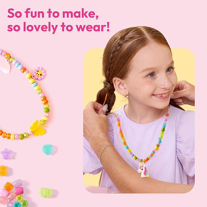 Klever Kits Jewelry Making Kit, Bracelet Making Kit with Bead, Kids Jewelry Bracelet Kit, DIY Kit with 350+ Colorful Beads, Flower-Shaped Storage Case, Crafts Gifts for Girls Ages 3+ by JOVA