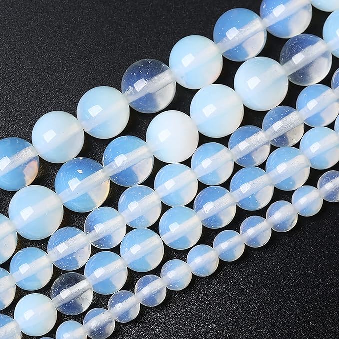 4mm 90pcs AAA Natural Stone Beads White Opal Round Loose Crystal Energy Healing Power Stone Beads for Jewelry Making DIY Bracelet (4mm, White Opal Stone)