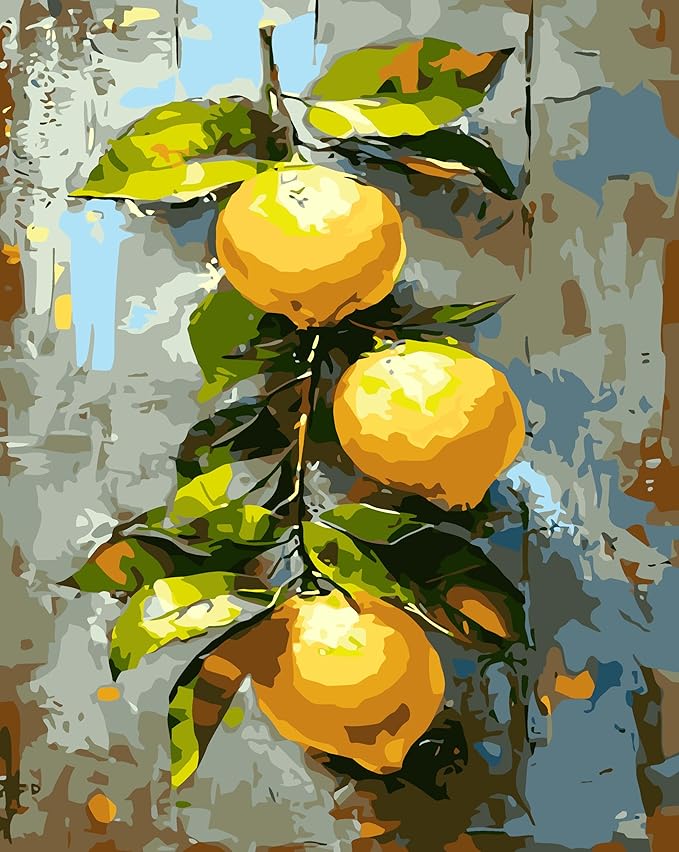 GXGLLPZBY Painting by Numbers for Adults Beginner,Refreshing Lemon Adult Paint by Number Kits on Canvas,DIY Oil Acrylic Number Painting Kit Home Wall Decor 15.7X19.7 inch