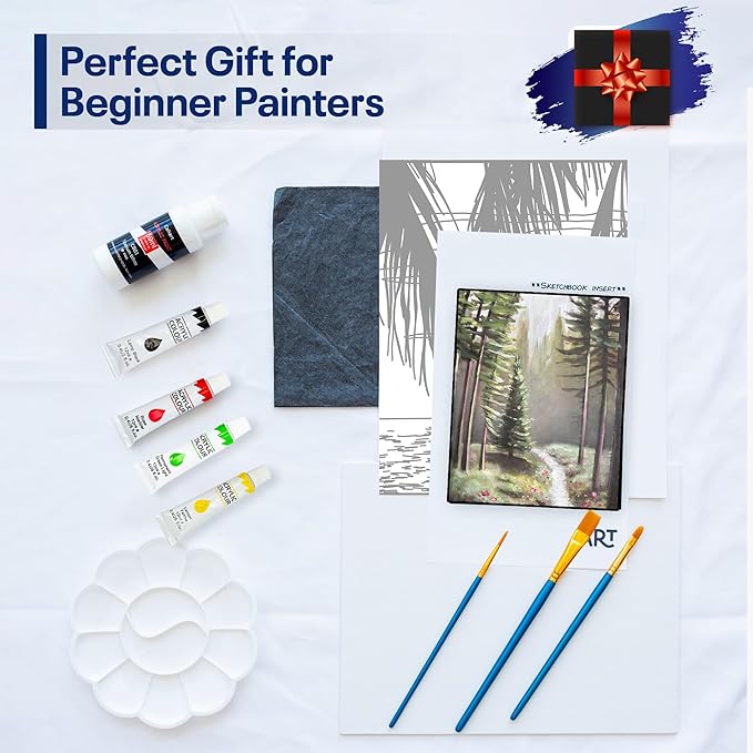 Painting4Real DIY Art Painting Kit for Adults – Learn to Paint Mystic Woods with Video Tutorials – 9 Pieces Acrylic Paint Set for Adults –Perfect Christmas Crafts & Holiday Gifts for Art Lovers