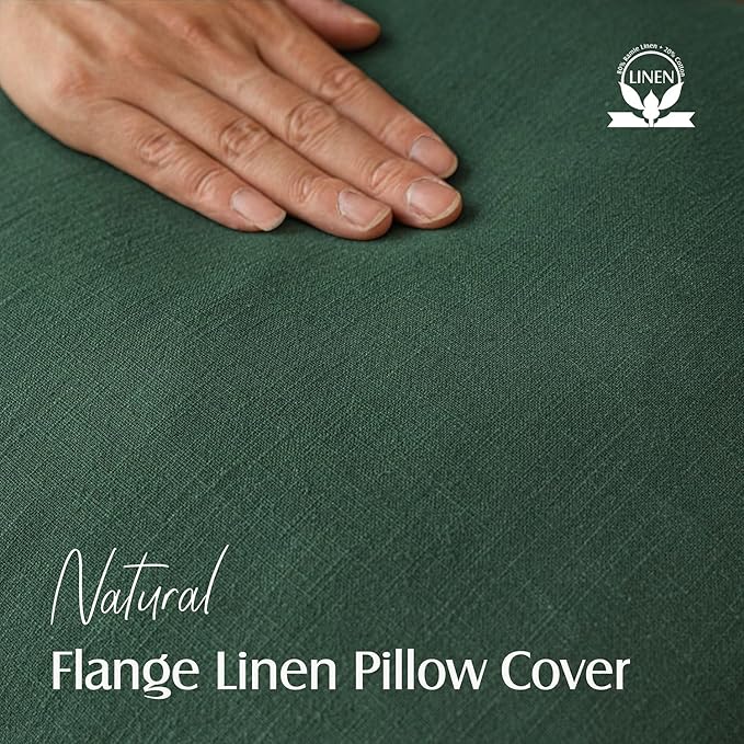 Foindtower Set of 2, Decorative Linen Soild Throw Pillow Covers Soft Accent Euro Cushion Case Farmhouse Neutral Pillowcase for Chair Couch Sofa Bedroom Living Room Home Decor 16 x 16 Inch Pine Green