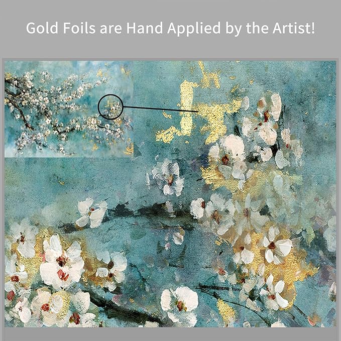 ARTISTIC PATH Abstract Wall Art Flower Picture: Dogwood Bloom Painting Artwork Print on Canvas for Bedroom (24" W x 18" H,Multi-Sized)